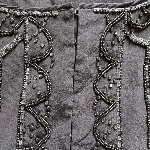 Rebecca Taylor Gray Silk Beaded Blouse Size 8 - Picture 9 of 9